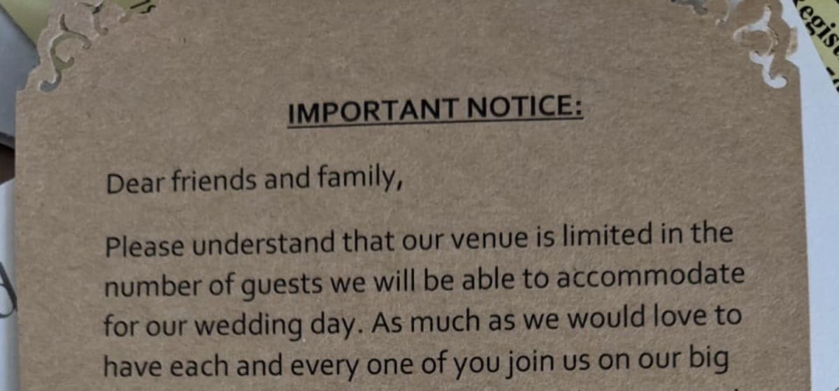 'Insulting' Wedding Invitation Causes Outrage On Twitter