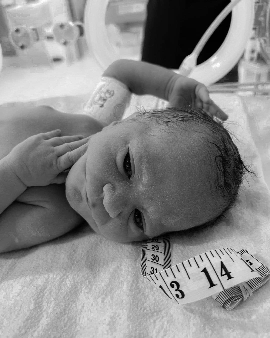 Ayla Summer Mucha as a newborn baby laying on a blanket, Photo Credit: cristinakylievercher_/Instagram