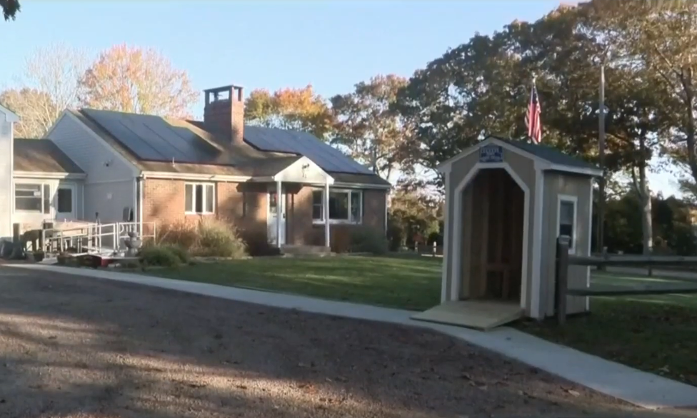 A sheltered bus stop shed constructed by the Construction Technology class at Westerly High School, Photo Credit: Click On Detroit | Local 4 | WDIV/Youtube
