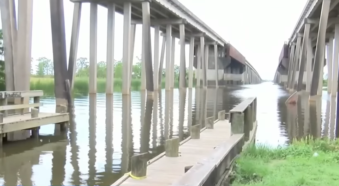 Pascagoula River in Mississippi where Corion Evans rescued 4 people, Photo Credit: MS Now/Youtube