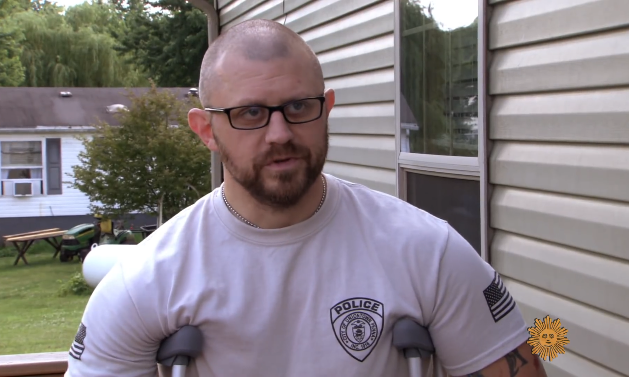Officer Jay Hanley, the police officer that was rescued by Daylan McLee, Photo Credit: CBS Sunday Morning/Youtube