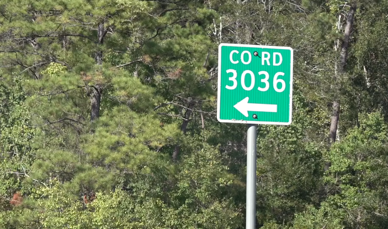 County Road 3036 road signage where a deadly crash happened that killed 2 teens, Photo Credit: 12NewsNow/Youtube