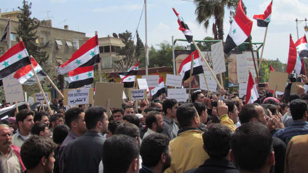 Syrian Civilians Protest In Damascus