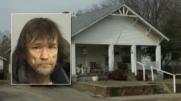 House where the couple lived with infant, Inset: Kevin Lee Crawford
