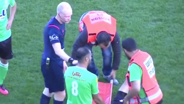 Medics Accidentally Drop Injured Soccer Player (Video) Promo Image