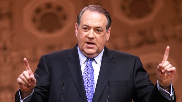 Mike Huckabee speaking at the 2014 Conservative Political Action Conference in National Harbor, Maryland.