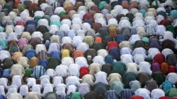 Muslims in prayer during Eid al-Adha