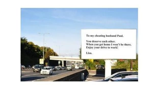 Wife Delivers Message To Cheating Husband With Giant Road Sign (Photo) Promo Image