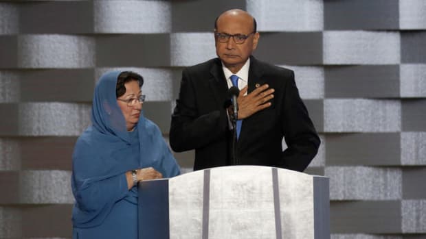 Gold Star Families Denounce Trump's Response To Khans Promo Image