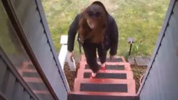 Thief Gets A Shock Trying To Steal A Package (Video) Promo Image