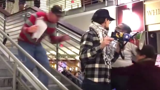 Anti-Trump Protester Attacked While Giving Speech (Video) Promo Image