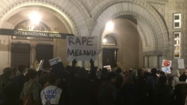 Report: Alt-Right Created Infamous 'Rape Melania' Sign Promo Image