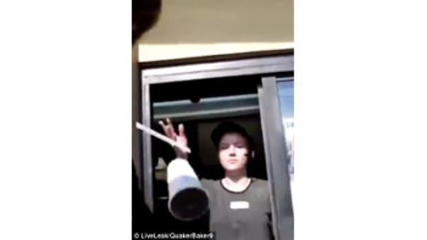 McDonald's Worker Throws Drink At Pranksters (Video) Promo Image