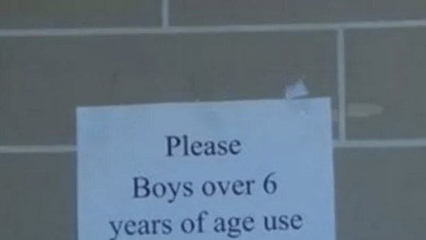 Sign In Mall Bathroom Sparks Outrage Among Parents (Photo) Promo Image