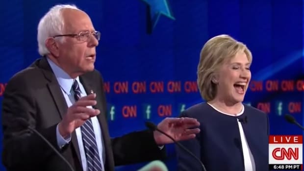 Bernie Sanders and Hillary Clinton at the Democratic Debate