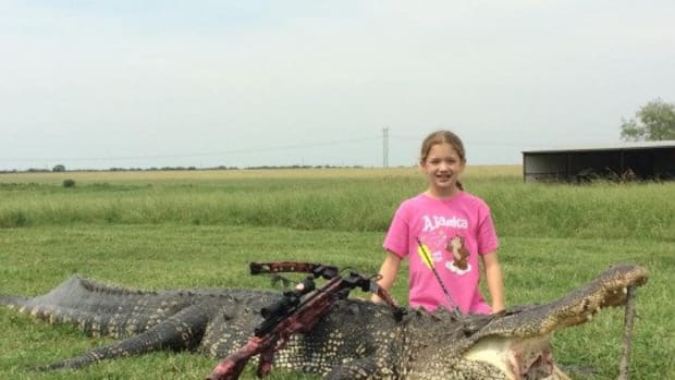 Ella Hawk with her record-breaking hunting trophy