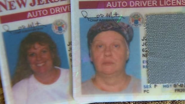 Joanne Jodry's old and new driver's license photos