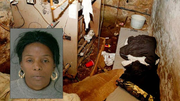 Linda Weston (pictured) and one of the basements she used to imprison the victims
