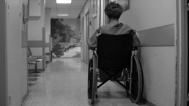 Elderly Woman in Wheelchair.