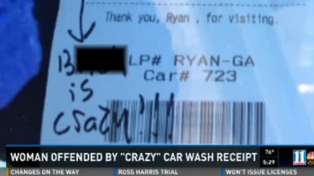 Note on car wash receipt