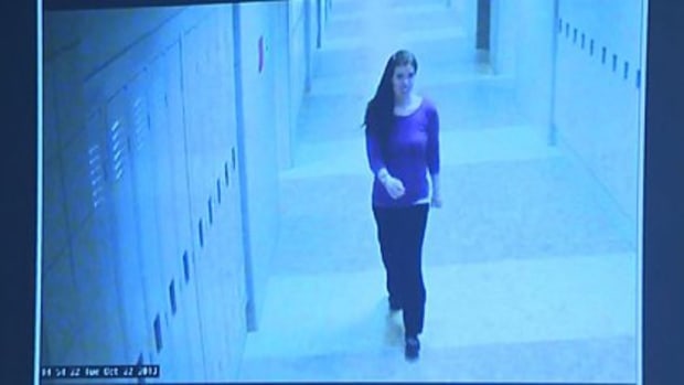 Colleen Ritzer on the school's surveillance video shortly before she died