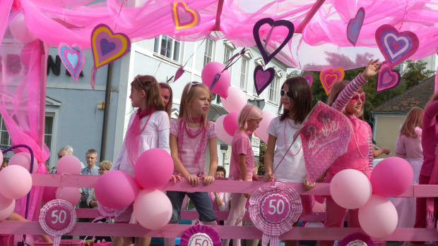 Kids at a 2009 Barbie festival celebrating the doll's 50th anniversary
