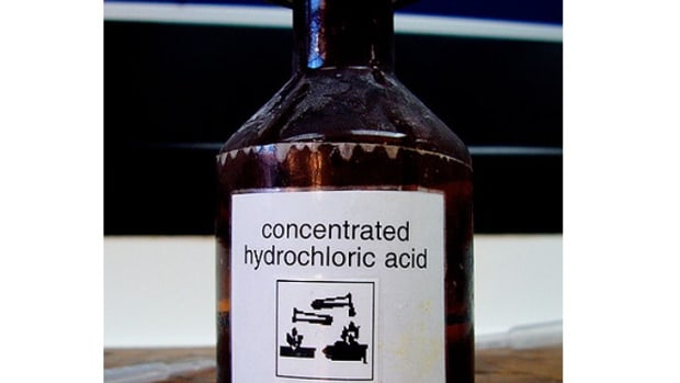 bottle of hydrochloric acid