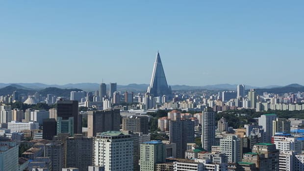 A view of the Pyongyang skyline.