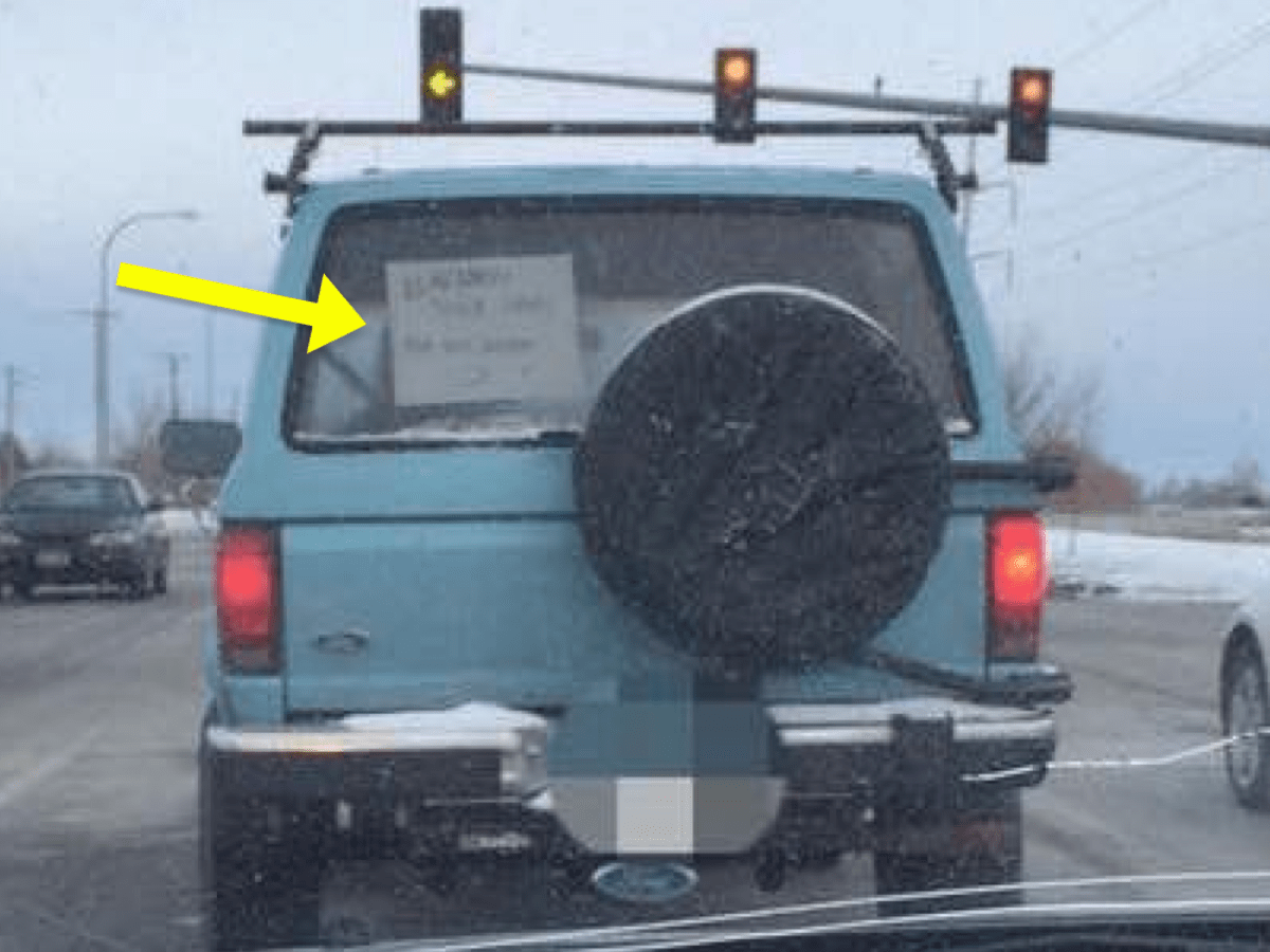 Frustrated Mom Gets Stuck Behind Slow Car, Takes Picture Of Sign On Their Window - Opposing Views