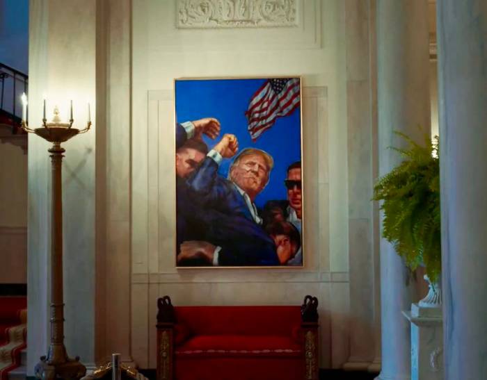 Painting of President Donald Trump after the assassination attempt, Photo Credit: Molly Ploofkins/X