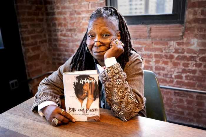 Whoopi Goldberg holding her book "Bits & Pieces", Photo Credit: whoopigoldberg/Instagram