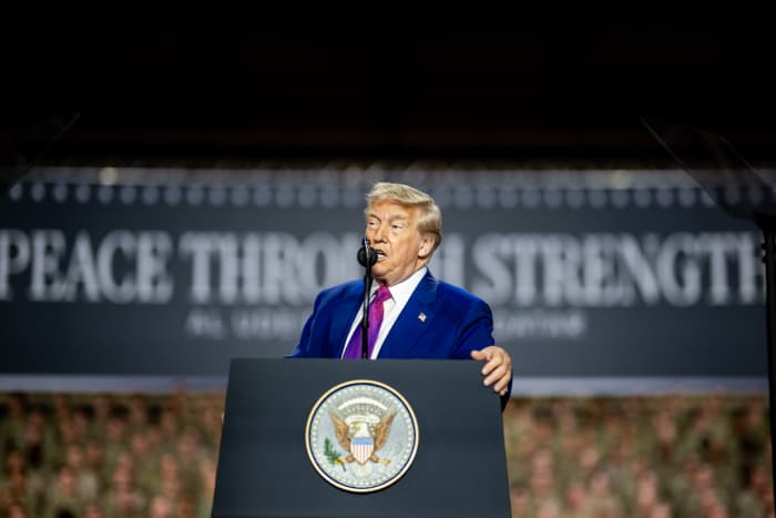 President Trump visits U.S. troops at Al Udeid Air Base in Qatar., Photo Credit: The White House/X