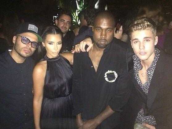 Kanye West, Kim Kardashian and Justin Bieber in Ibiza, Spain, Photo Credit: Olivia Heath/X