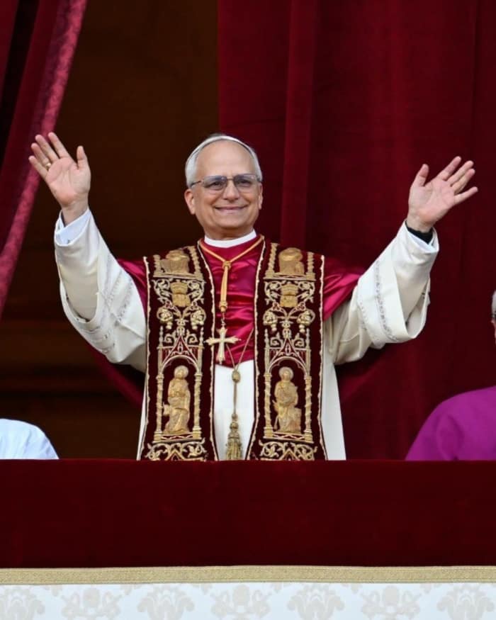 Pope Leo XIV waves from the balcony of St. Peter's Basilica, Photo Credit: Vatican Report/X
