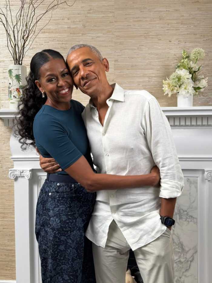 Michelle Obama hugging Barack Obama in a photo posted on Instagram, Photo Credit: michelleobama/Instagram