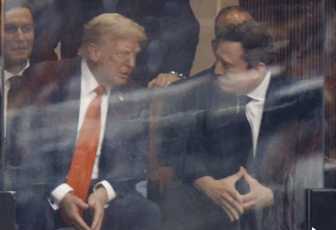 President Donald Trump and Elon Musk sitting together at Charlie Kirk's Memorial, Photo Credit: Elon Musk/X