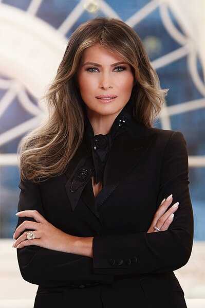 Official portrait of Melania Trump from President Trump's first term, Photo Credit: Wikimedia