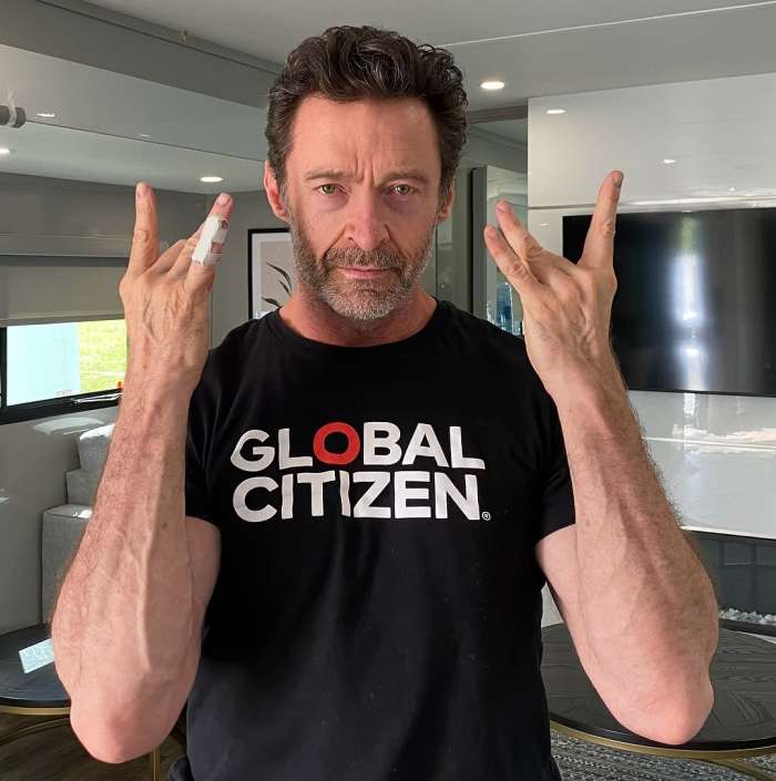 Hugh Jackman doing the wolverine pose from a photo he posted to Instagram, Photo Credit: thehughjackman/Instagram