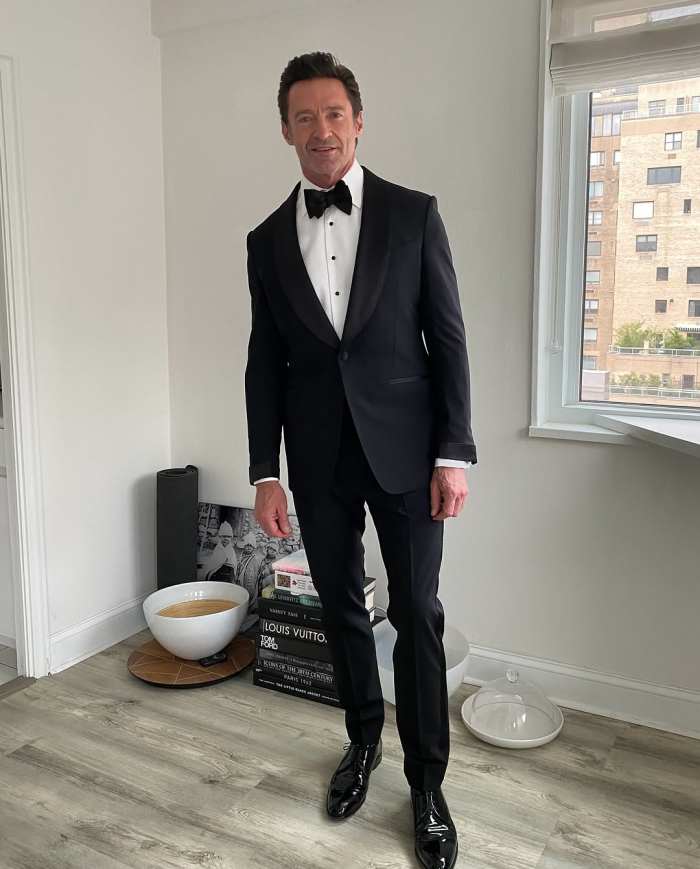Hugh Jackman posing in a tuxedo before going to the Met Gala, Photo Credit: thehughjackman/Instagram