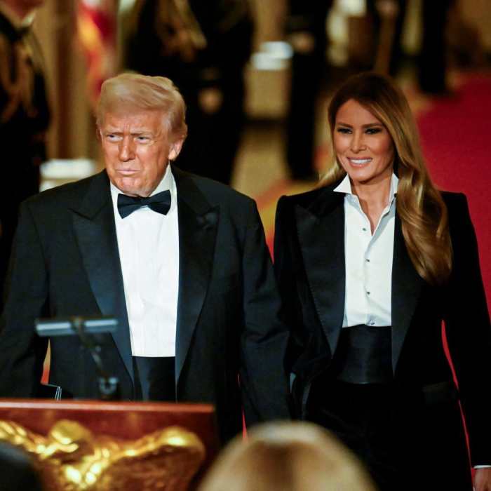 Donald Trump and Melania Trump standing together at National Governors Association dinner, Photo Credit: Eric Daugherty/X