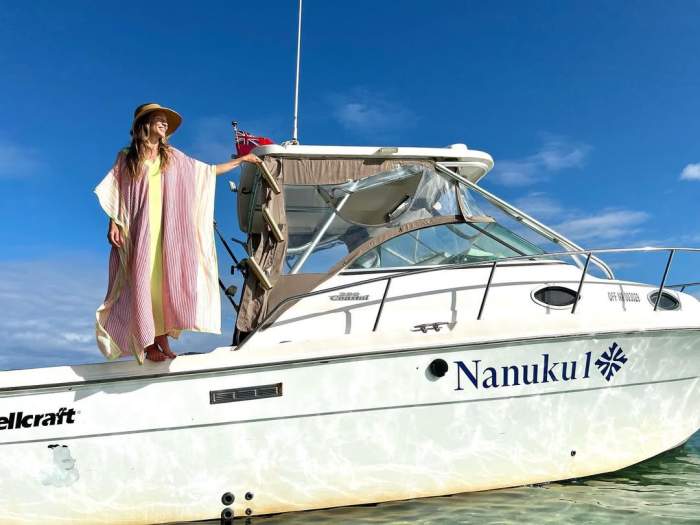 Hilary Swank standing on a yacht, Photo Credit: hilaryswank/Instagram
