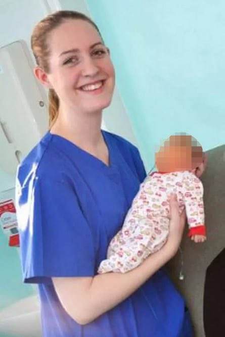 Lucy Letby as a neonatal nurse holding a baby, Photo Credit: Mark Heath/X