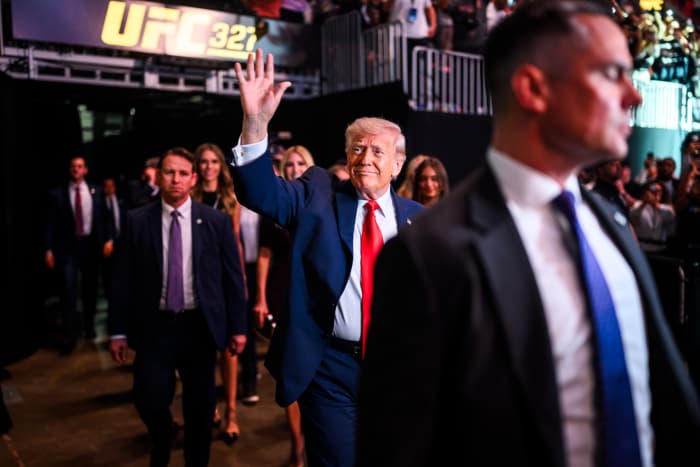 President Donald J. Trump watching UFC 327 live; Photo Credit: The White House/X