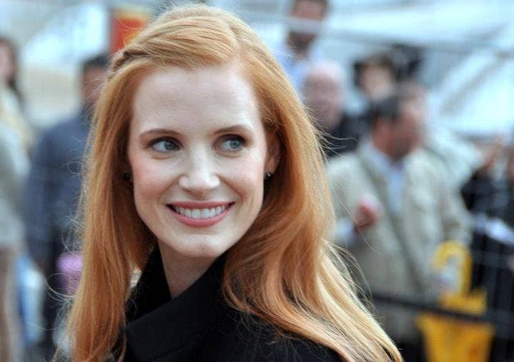 Jessica Chastain smiling at the Cannes Film Festival, 2012, Photo Credit: Wikimedia