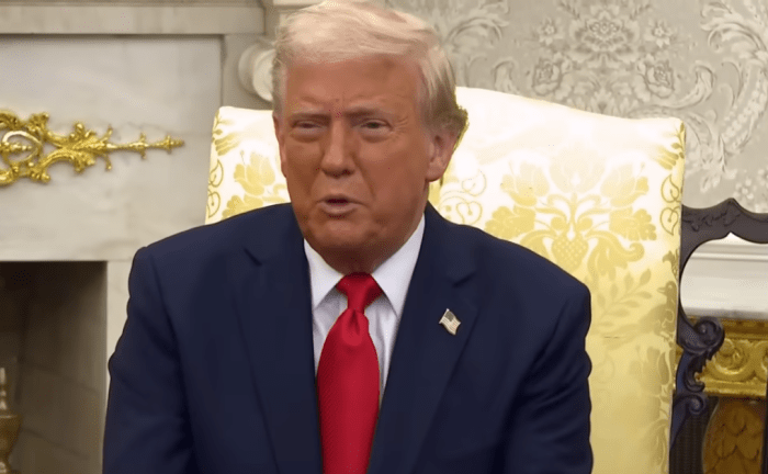 President Trump in a meeting at the Oval Office, Photo Credit: Inside Edition/Youtube