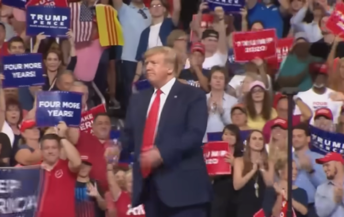 President Trump in a campaign meeting, Photo Credit: Inside Edition/Youtube
