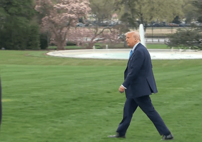 President Donald Trump walking towards Marine One appears to have lost weight, Photo Credit: Bo Loudon/X