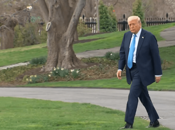 President Donald Trump walking towards Marine One appears to have lost weight, Photo Credit: Bo Loudon/X