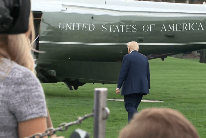 President Donald Trump walking towards Marine One appears to have lost weight, Photo Credit: Bo Loudon/X