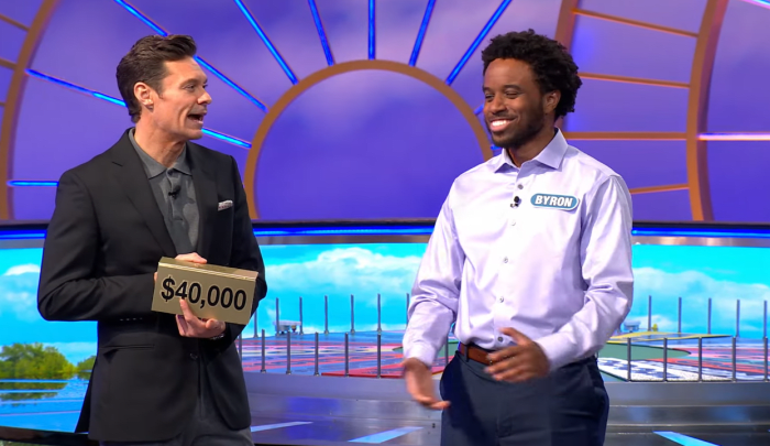 Show host Ryan Seacrest and contestant Byron Bernard in a 'Wheel of Fortune' episode, Photo Credit: Wheel of Fortune/Youtube